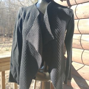 Filippo Novelli Merino Wool blend Black Open Cascading Cardigan Size S